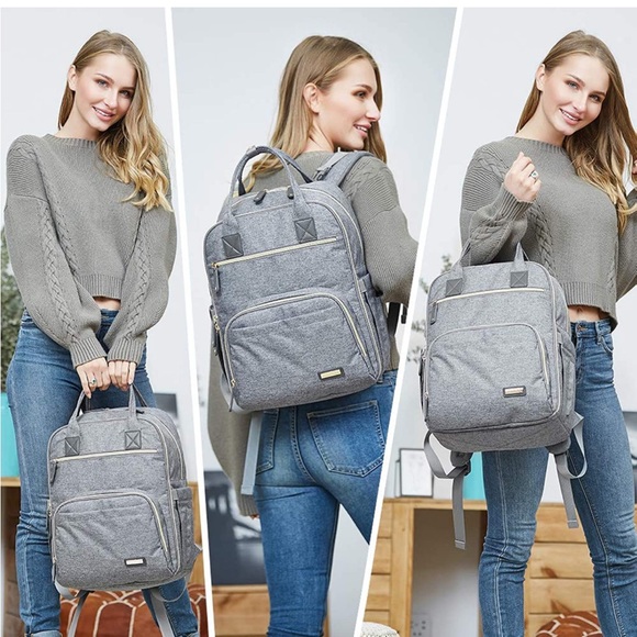 iniuniu Other - iniuniu Large Diaper Bag Backpack, Unisex Baby Bag Grey
